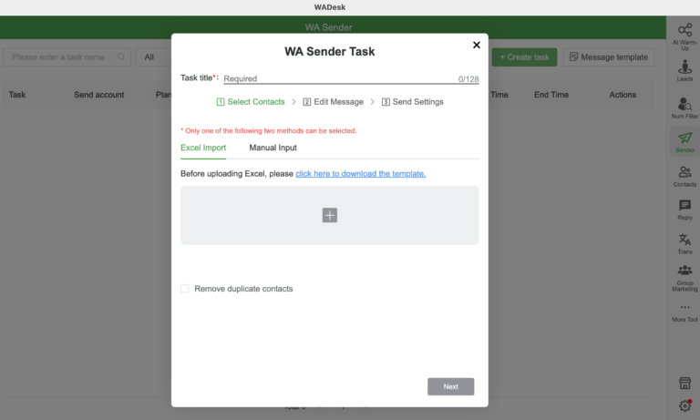 Step 2 of WhatsApp Web Schedule Message