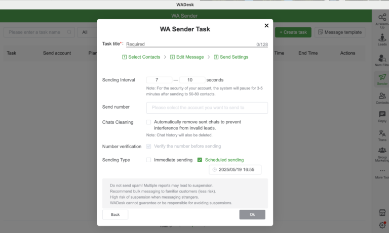 Step 4 of WhatsApp Web Schedule Message