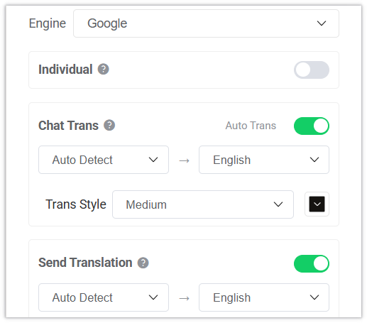 WhatsApp Translate Settings