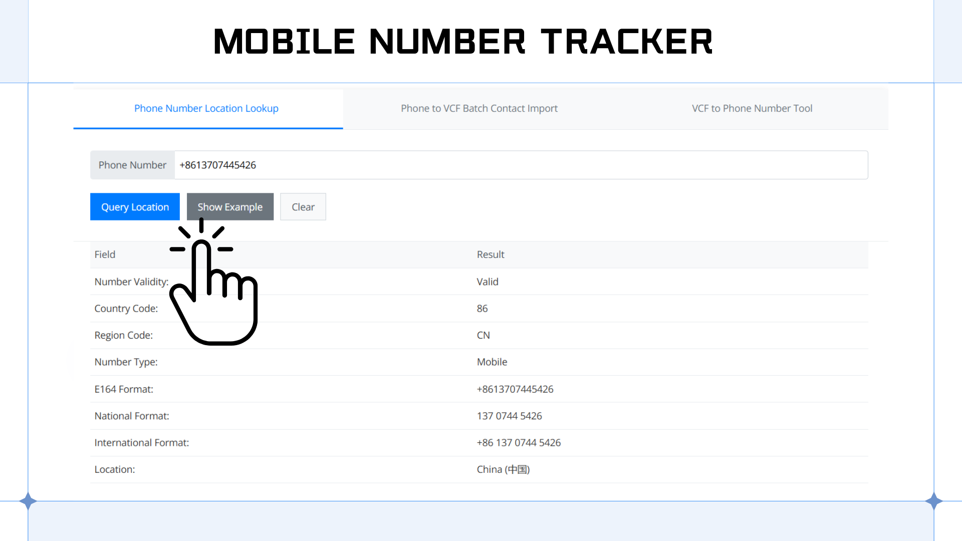 Mobile Number Tracker Interface
