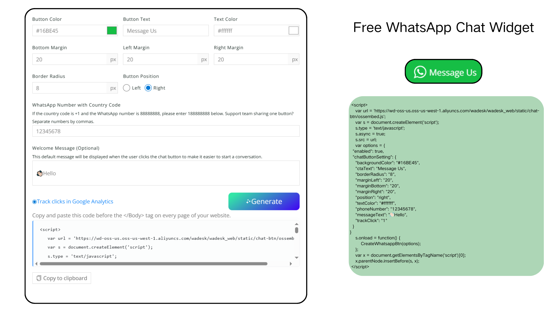 WhatsApp Widget Demo