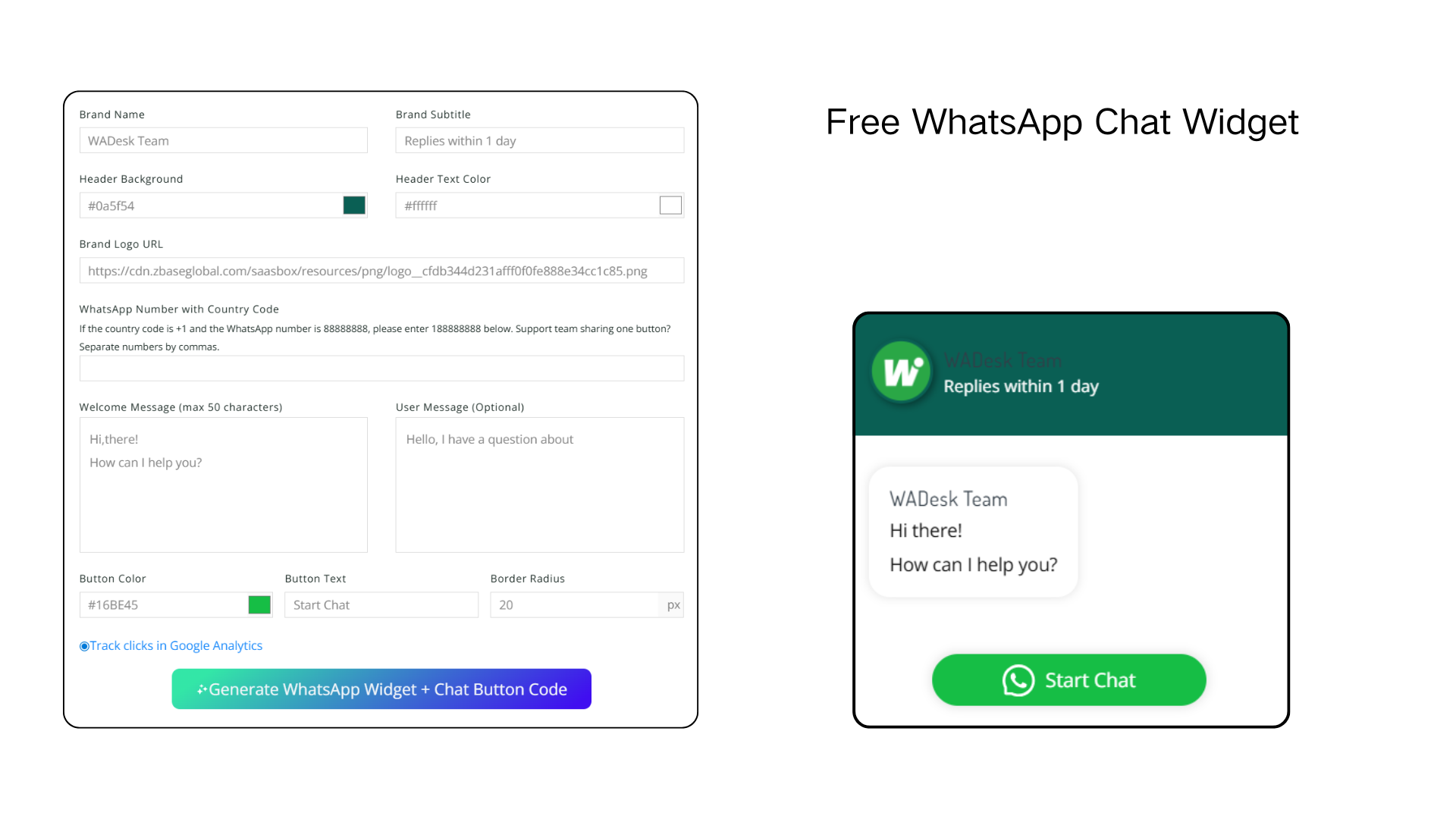WhatsApp Widget Demo 2
